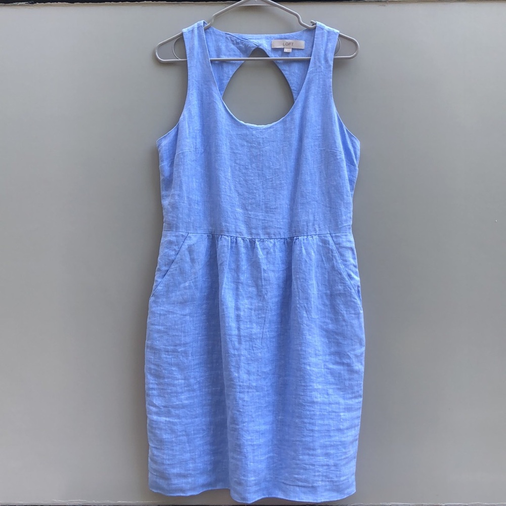 LOFT | Linen light blue summer dress